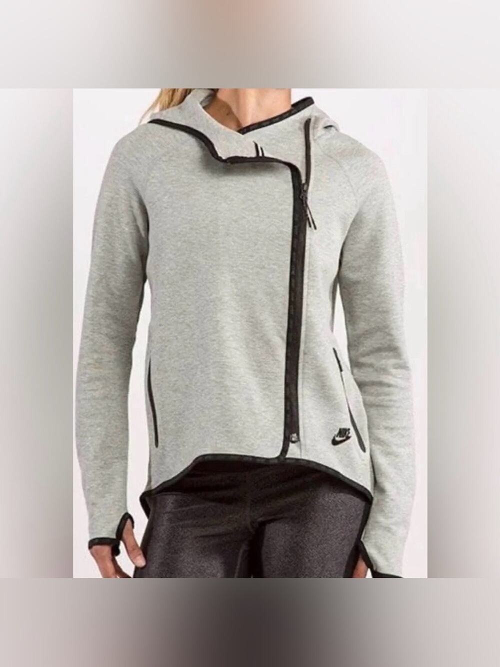 Nike Tech Fleece Hoodie Women’s Large Gray Cape Full Zip Jacket EUC